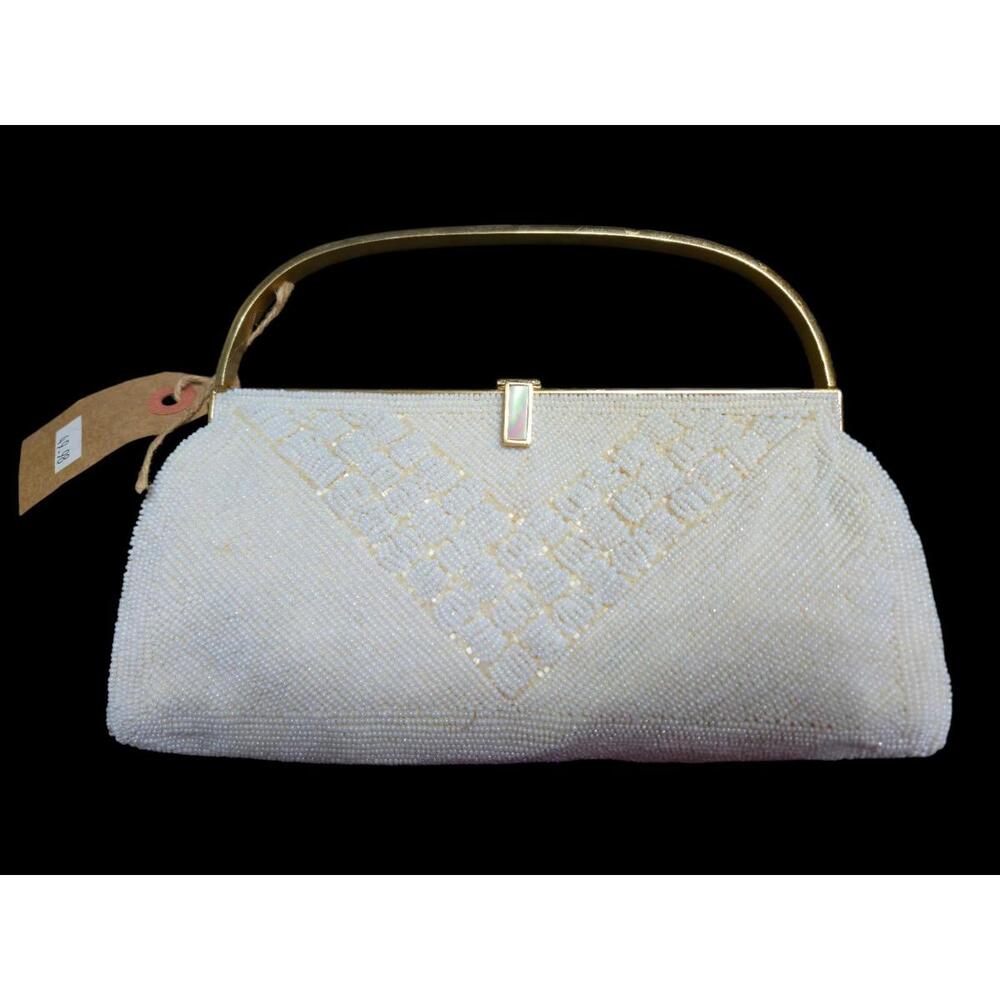 Beautiful Vintage Beaded Clutch With Irridescent Jeweled Handle NWT